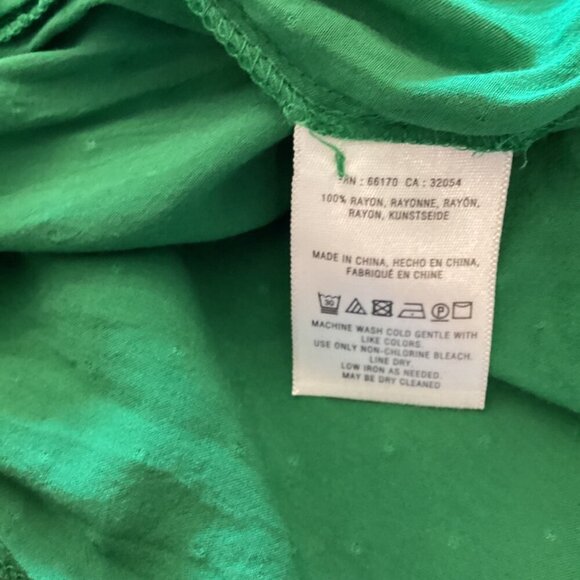 Maeve Anthropologie Scallop Edge Top Size 4  Green Textured Swiss Dot Long Sleev - Picture 3 of 7